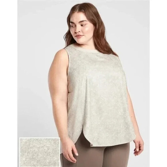 Athleta Zephyr Tank Top Size 3X Python Snake Print Neutral Athletic Athleisure - Picture 1 of 10